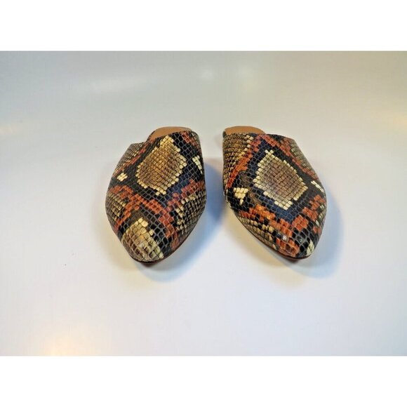 Madewell The Remi Mule In Snake Embossed Leather Slip-On Flat Shoes Women's 6.5 - Picture 2 of 11